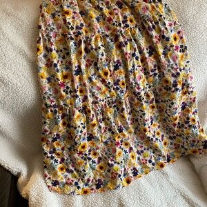 Old Navy Yellow Floral Tiered Maxi Skirt